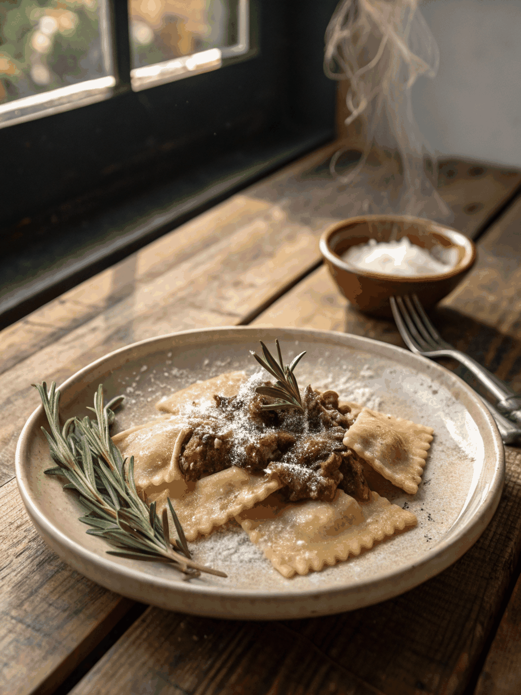 Agnolotti pasta with sage butter
