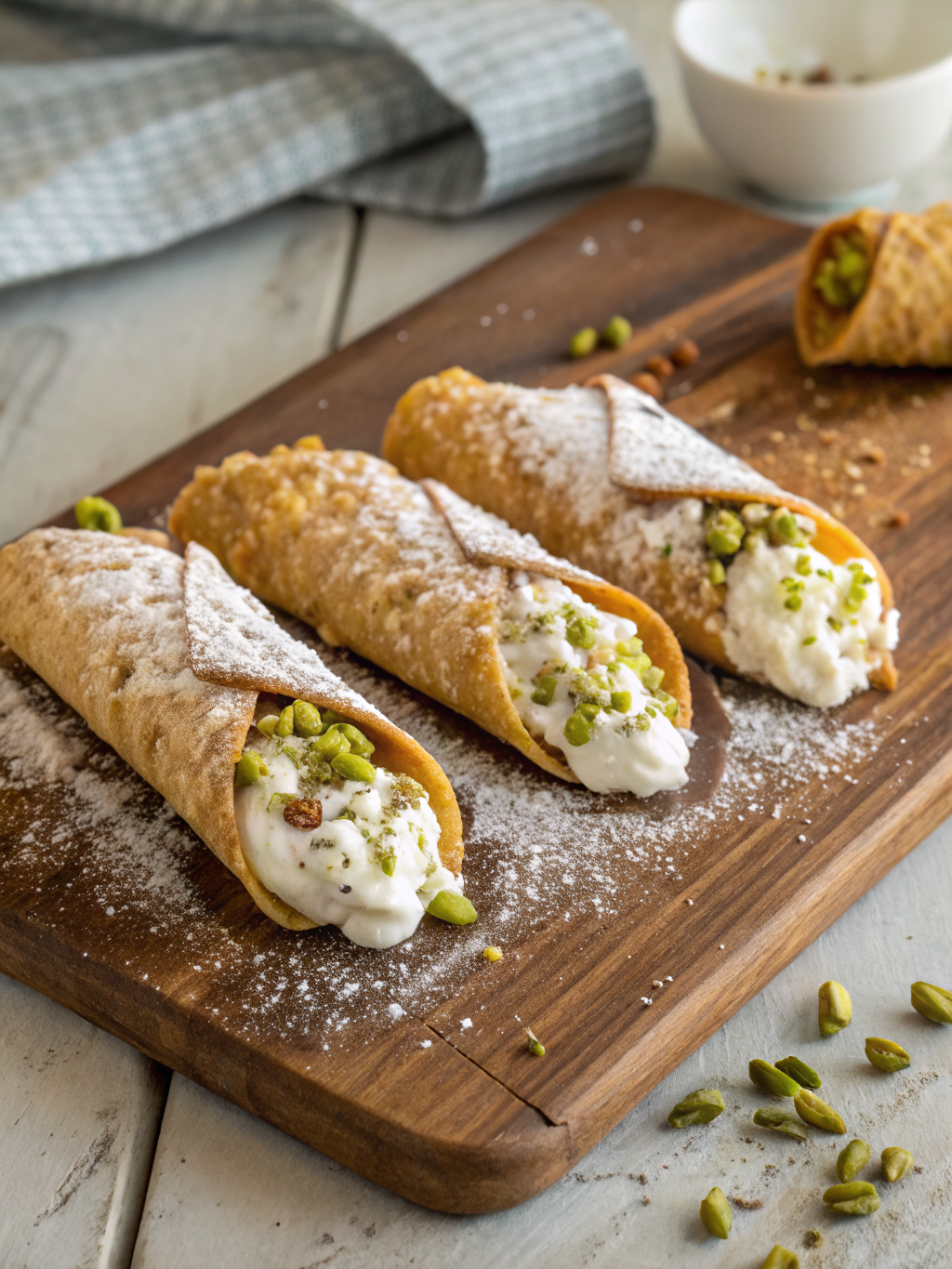 Sicilian cannoli with pistachios
