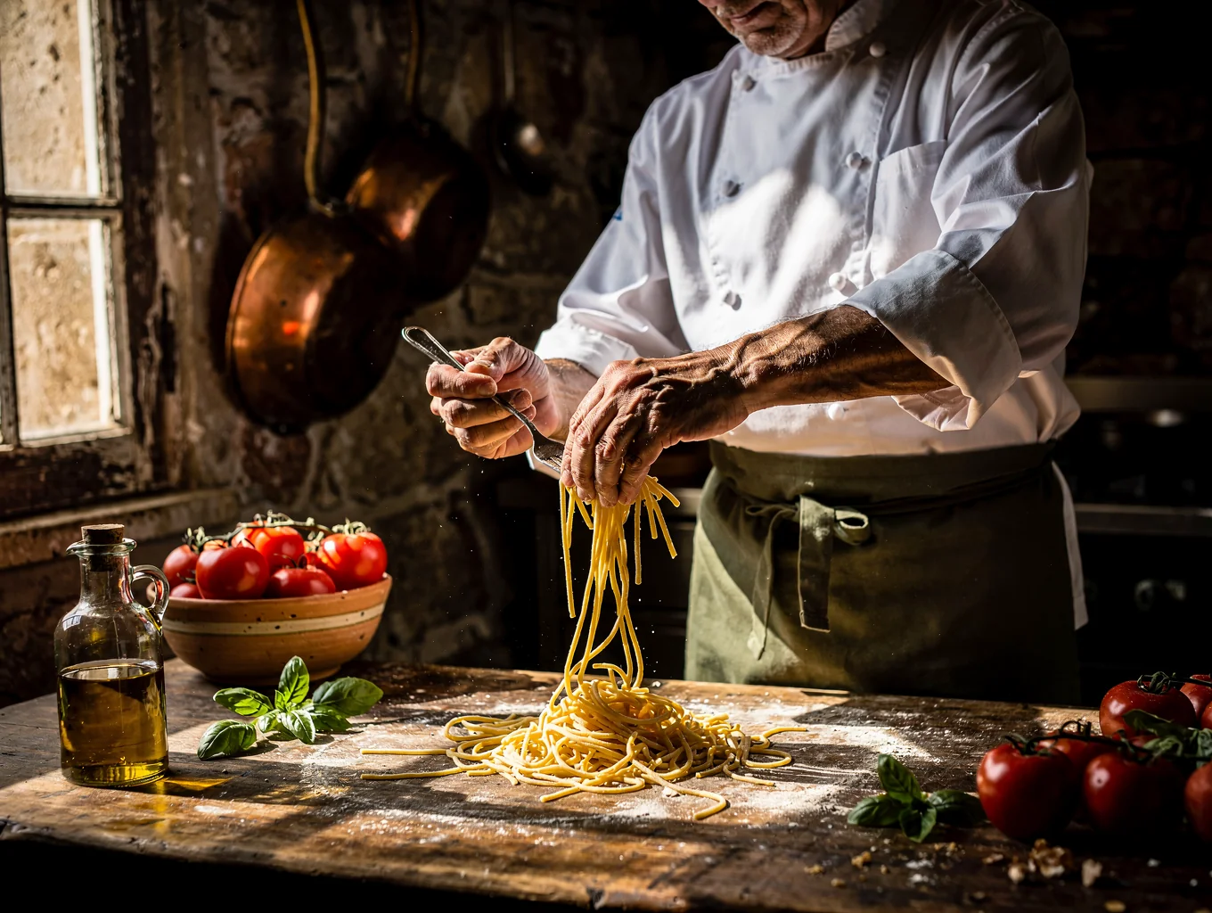 Executive Chef Alessandro Conti preparing fresh pasta